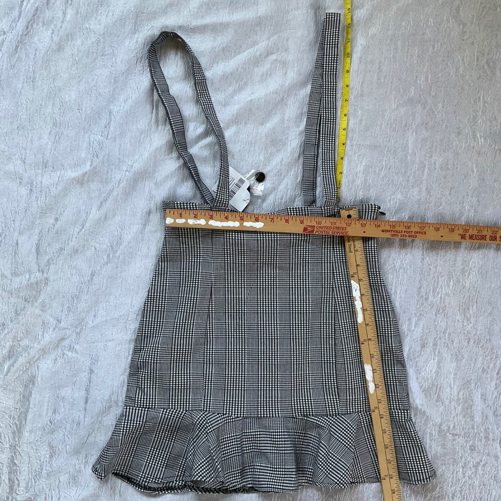 NWT Forever 21 Plaid Pinafore Suspender Skirt Ruffle Hem Overall Dark Academia M - Picture 7 of 10
